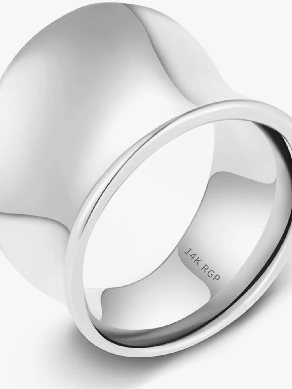 14K RGP Wide Dome Statement Ring - Silver Tone Size 6